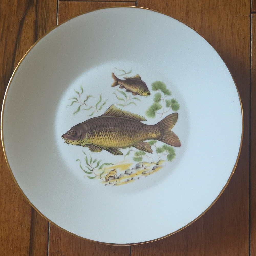 Elegant Mid-Century Fish Design Dinner Plate 9.5"